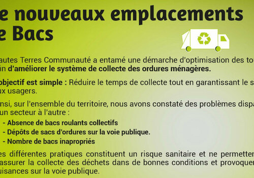 NOUVEAUX EMPLACEMENTS BACS